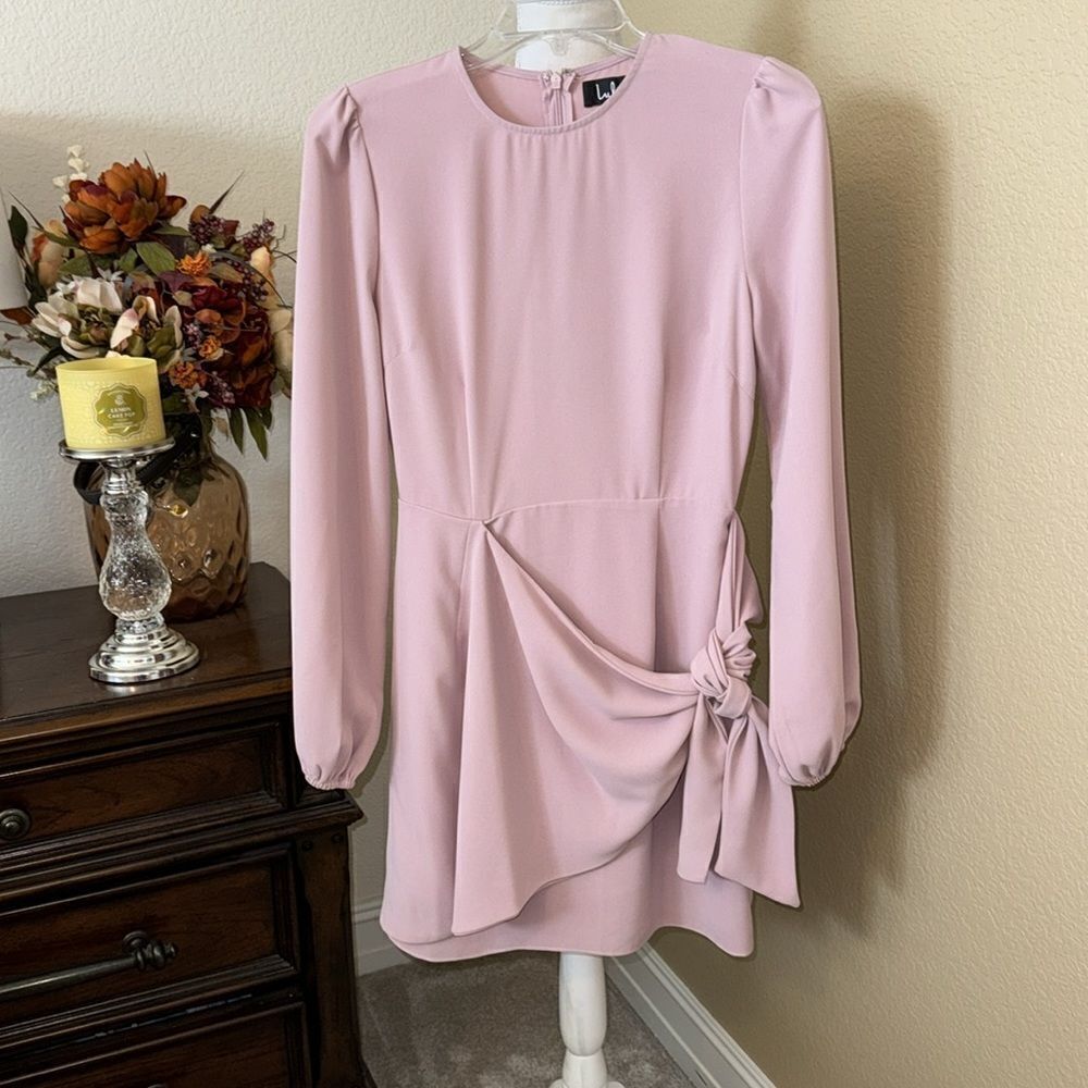 Lulus Believe it or knot rose pink tie front skater dress Small - Picture 3 of 4